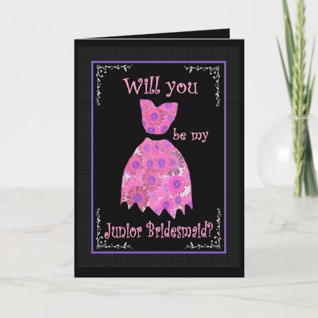 JUNIOR BRIDESMAID Faire-part de mariage Pink Gown (Devant)