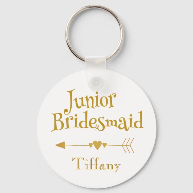 Junior Bridesmaid Gifts Golden Font Keychain (Front)