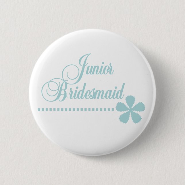Junior Bridesmaid Teal Elegance 2 Inch Round Button (Front)