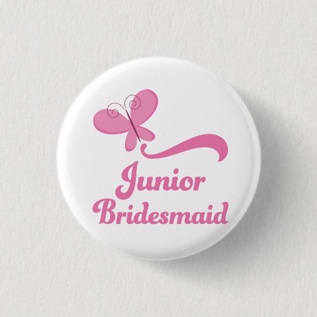Junior Bridesmaid Wedding Party 1 Inch Round Button (Front)
