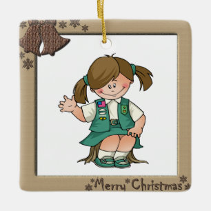 Junior Brunette Frame Bells Ceramic Ornament