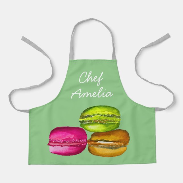 Junior chef macarons colourful kids apron (Front)