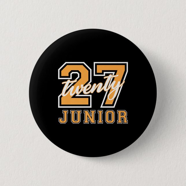 Junior Class 2027 Graduation Back To School Orange 2 Inch Round Button (Front)