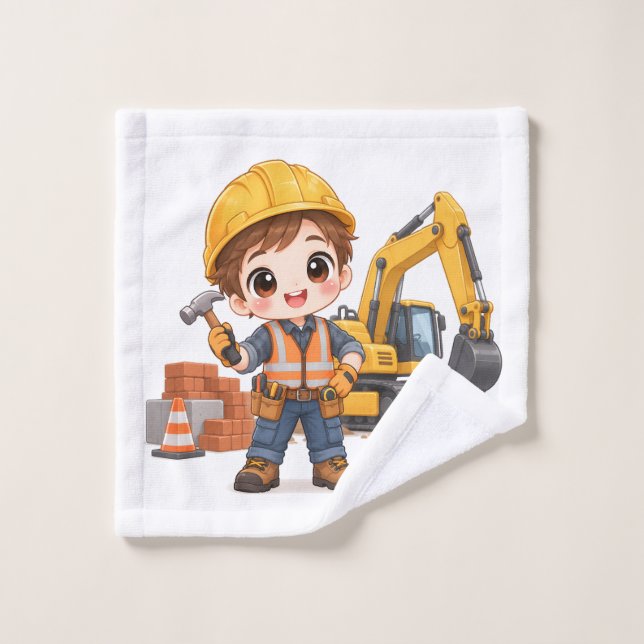 Junior Construction Crew Bath Towel Set (Wash Cloth)