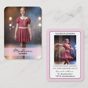 Junior Dance Autograph Trading Card Pale Pink Card