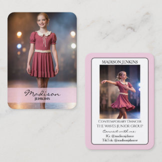 Junior Dance Autograph Trading Card Pale Pink Card