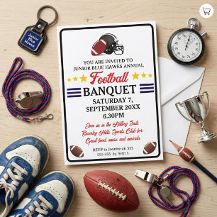 Junior Football Banquet Invitation Red Navy Stars