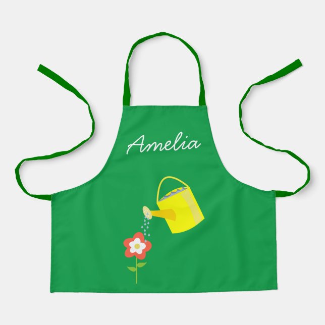 Junior gardener watering can colourful kids apron (Front)