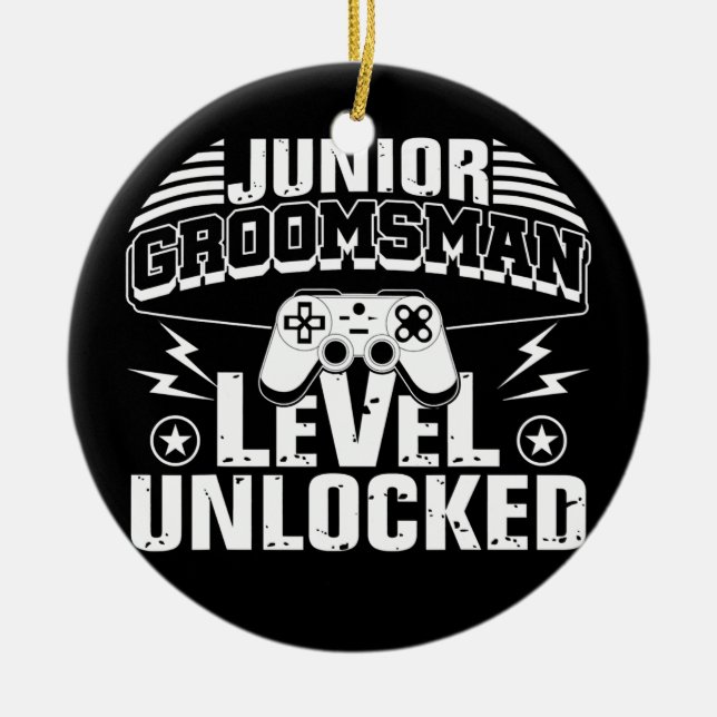 Junior Groomsman Gaming Video Gamer Wedding  Ceramic Ornament (Front)