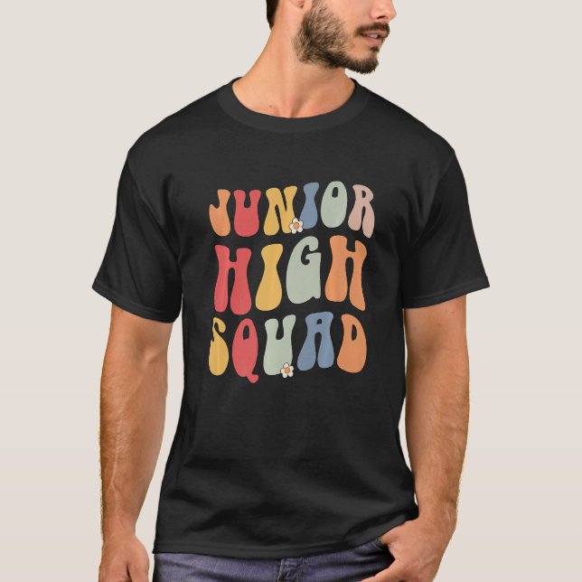 Junior High Squad Teacher Rainbow Back To School P T-Shirt (Front)
