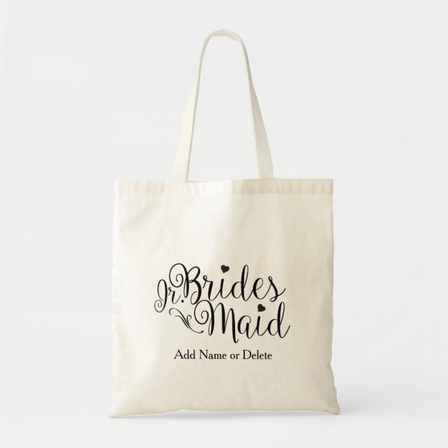 Junior Jr. Bridesmaid Tote Budget Canvas Tote Bag (Front)