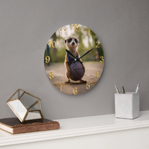 Junior Meerkat Basketball Player, Large Clock
