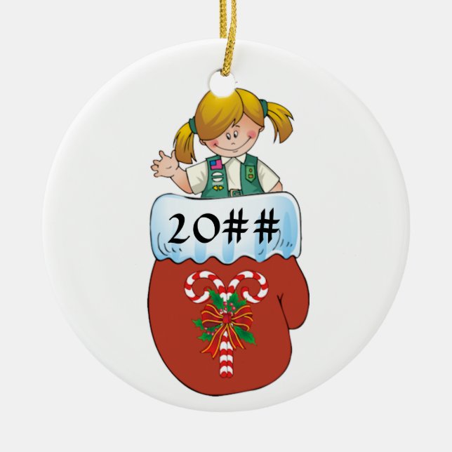 Junior Mitten Blonde Ceramic Ornament (Front)