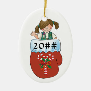 Junior Mitten Brunette Ceramic Ornament