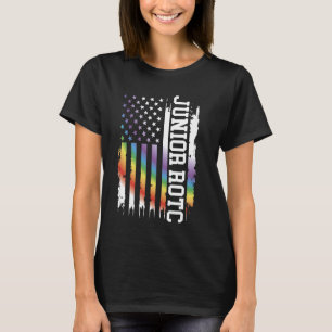Junior Rotc United States Distressed Rainbow w US T-Shirt