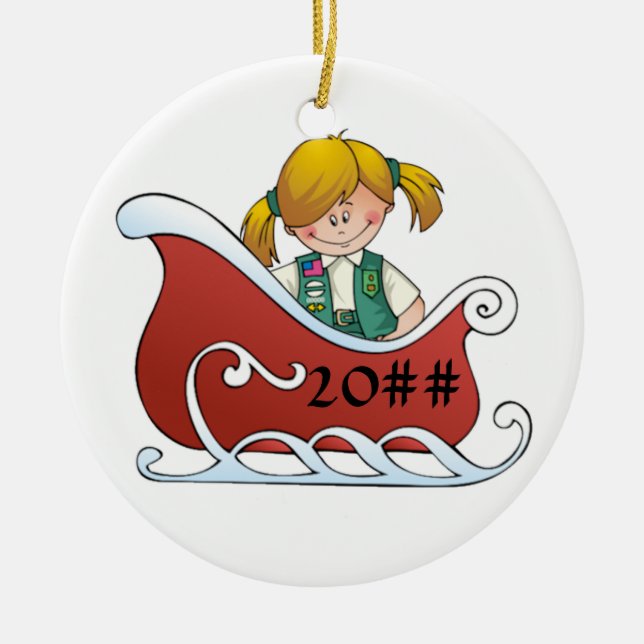 Junior Sled Blonde Ceramic Ornament (Front)
