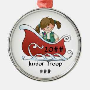 Junior Sled Brunette Metal Ornament