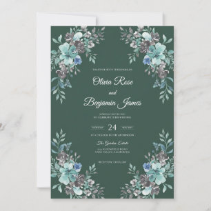 Juniper Azure Wildflower Wedding Invitation