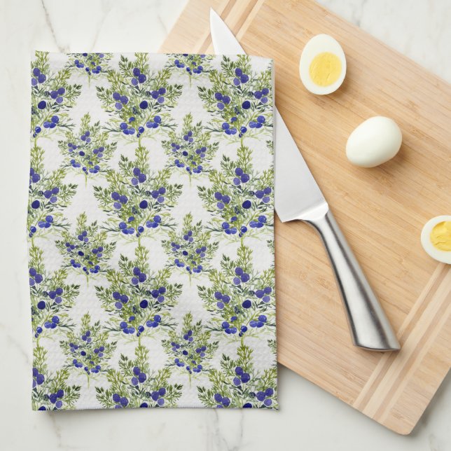 Juniper berry pattern kitchen towel (Quarter Fold)