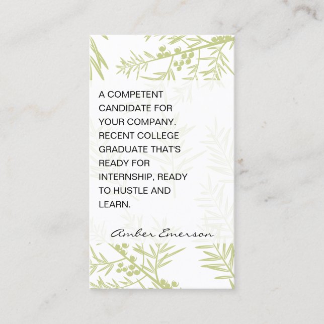 Juniper Branches Business Card (Front)