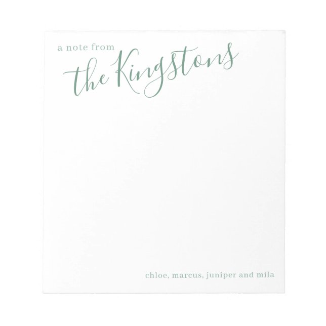 Juniper Family Name Script Notepad (Front)