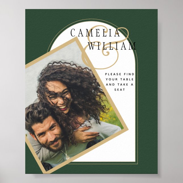 JUNIPER GREEN GOLD PHOTO Wedding INVITE Poster (Front)