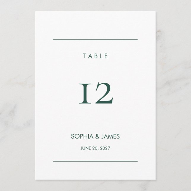 Juniper Index Editable Wedding Table Number Card (Front)