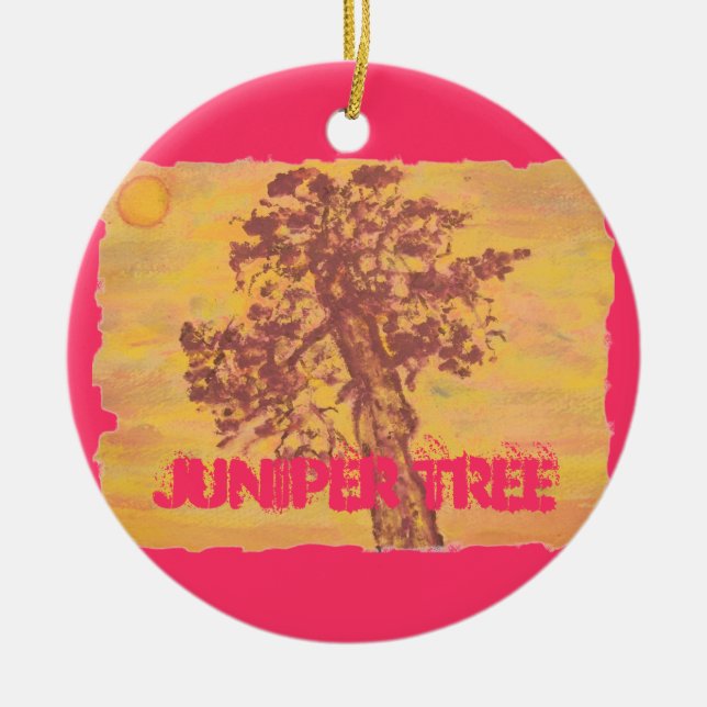 juniper tree art ceramic ornament (Front)