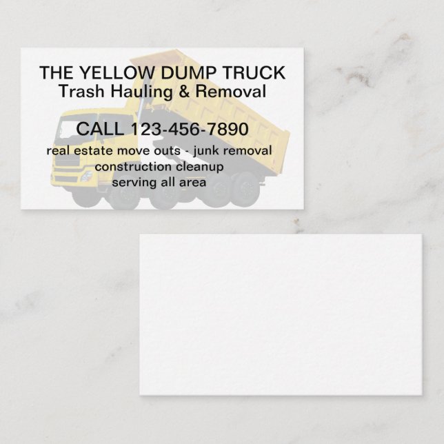 Junk Hauling And Removal Business Card (Front/Back)