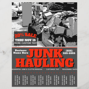 JUNK HAULING GARBAGE REMOVAL Promo Tearsheet Flyer