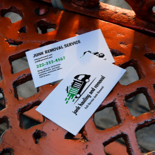 JUNK HAULING TRASH REMOVAL GREEN BLACK BUSINESS CARD