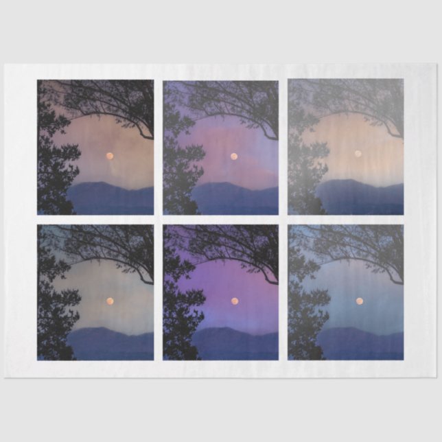 Junk Journal Faerie Skies Moon Trees Fantasy 7-12 Tissue Paper (Front)