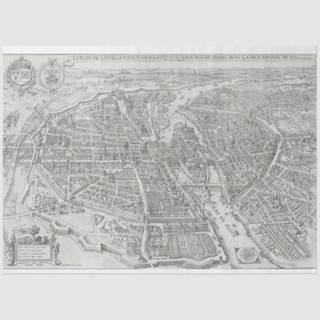 Junk Journal Paris Map Background Tissue Paper (Front)