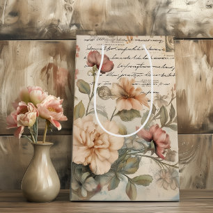 Junk Journal Vintage Roses Medium Gift Bag