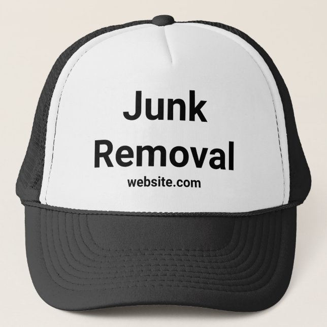 Junk Removal Business Job Title Website Your Text Trucker Hat (Front)