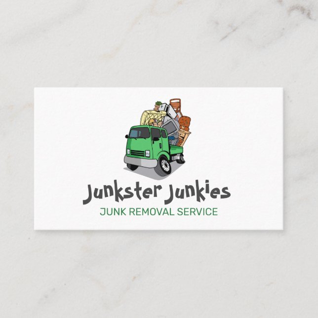 Junk Removal Garbage Hauling Truck Service Business Card (Front)