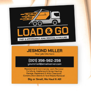 Junk Removal & Hauling  Business Card