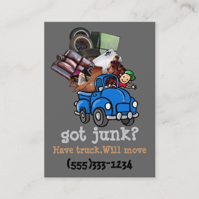 Junk Removal Hauling business promotion Business Card (Front)