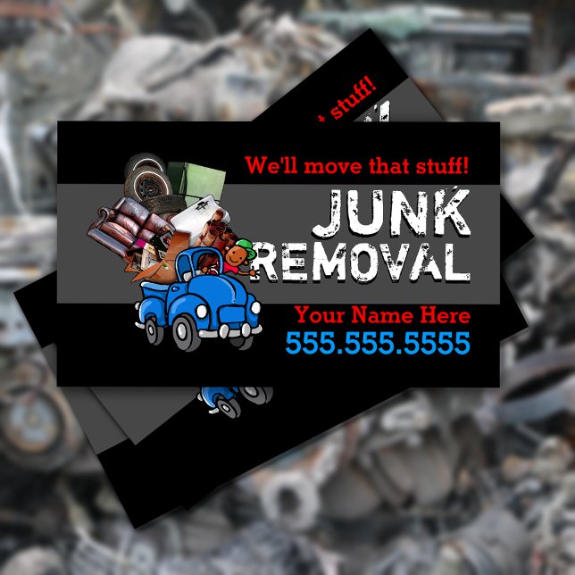 Junk Removal Hauling Garbage Black Man Business Card (Creator Uploaded)