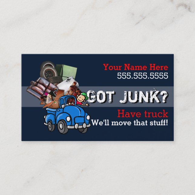Junk Removal Junk Hauling Garbage Cleaning Promo Business Card (Front)