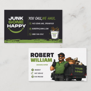 Junk Removal Personalized Waste Hauling Cleanup Business Card