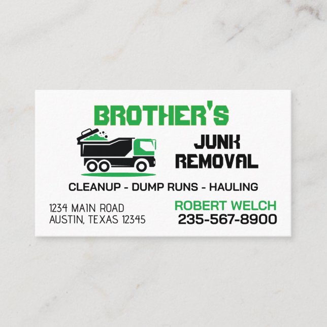 Junk Removal Service Business Card (Front)