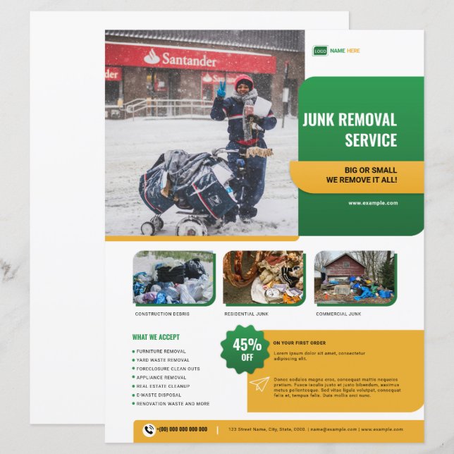Junk Removal Services Flyer Template (Front/Back)