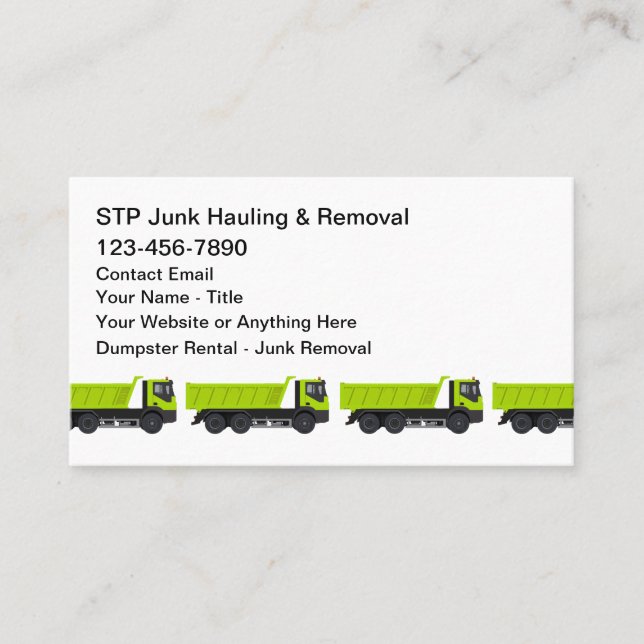 Junk Removal Trash Hauling Theme Business Card (Front)