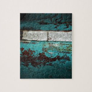 Junk Yard vintage car 50's teal aqua Jigsaw Puzzle