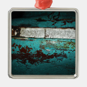 Junk Yard vintage car 50's teal aqua Metal Ornament