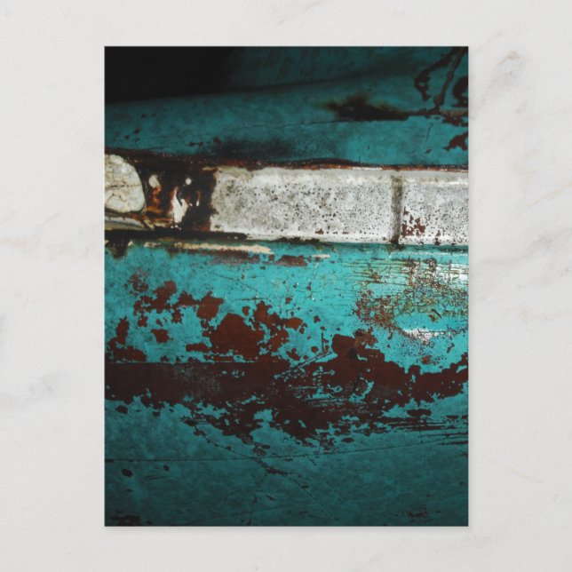 Junk Yard vintage car 50's teal aqua Postcard (Front)