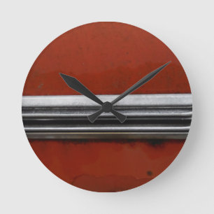 Junk Yard vintage car, Red and Silver Old Paint Round Clock