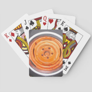 Junk Yard vintage Wheel, orange black and white Playing Cards