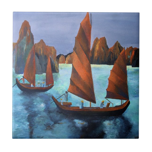 Junks In The Descending Dragon Bay Tile (Front)